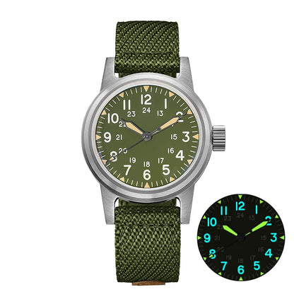 Herren-Vintage-Automatikuhr mit Bubble-Glas und Nylonarmband
