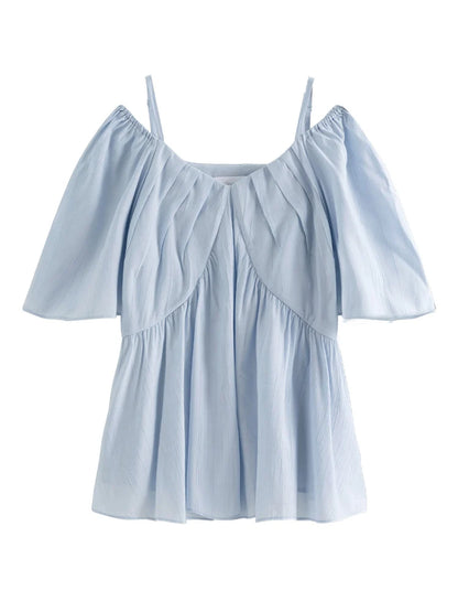 Elegantes Damen-Chiffonshirt mit V-Ausschnitt im sommerlichen Design – locker und figurbetont.