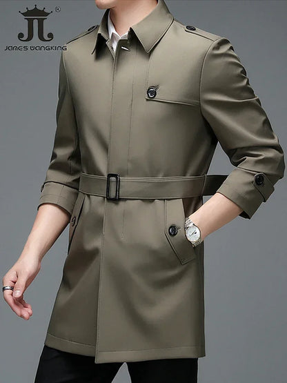 Langer Trenchcoat für Herren – Leichtmantel für Frühling & Herbst