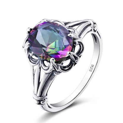Damen-Ring aus Gelbgold mit ovalem Mystic Topas 8x10mm handgefertigt Schmuckgeschenk
