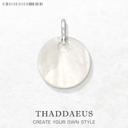 THADDAEUS runder Muschel-Perlmutt Anhänger mit silberner Öse, 925 Sterlingsilber
