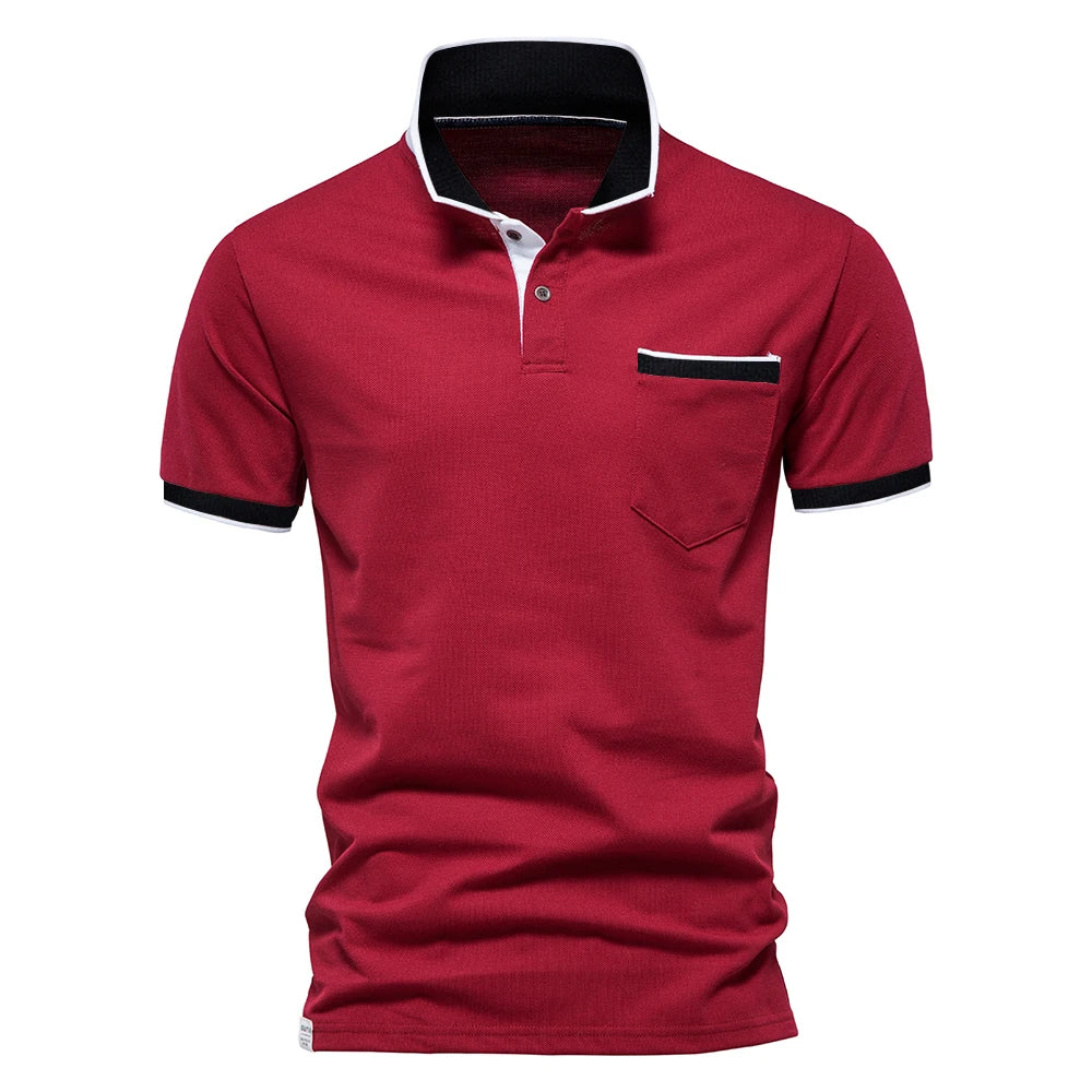 Herren Polo Shirt aus Baumwolle mit Kurzarm und Tasche für lässige Anlässe
