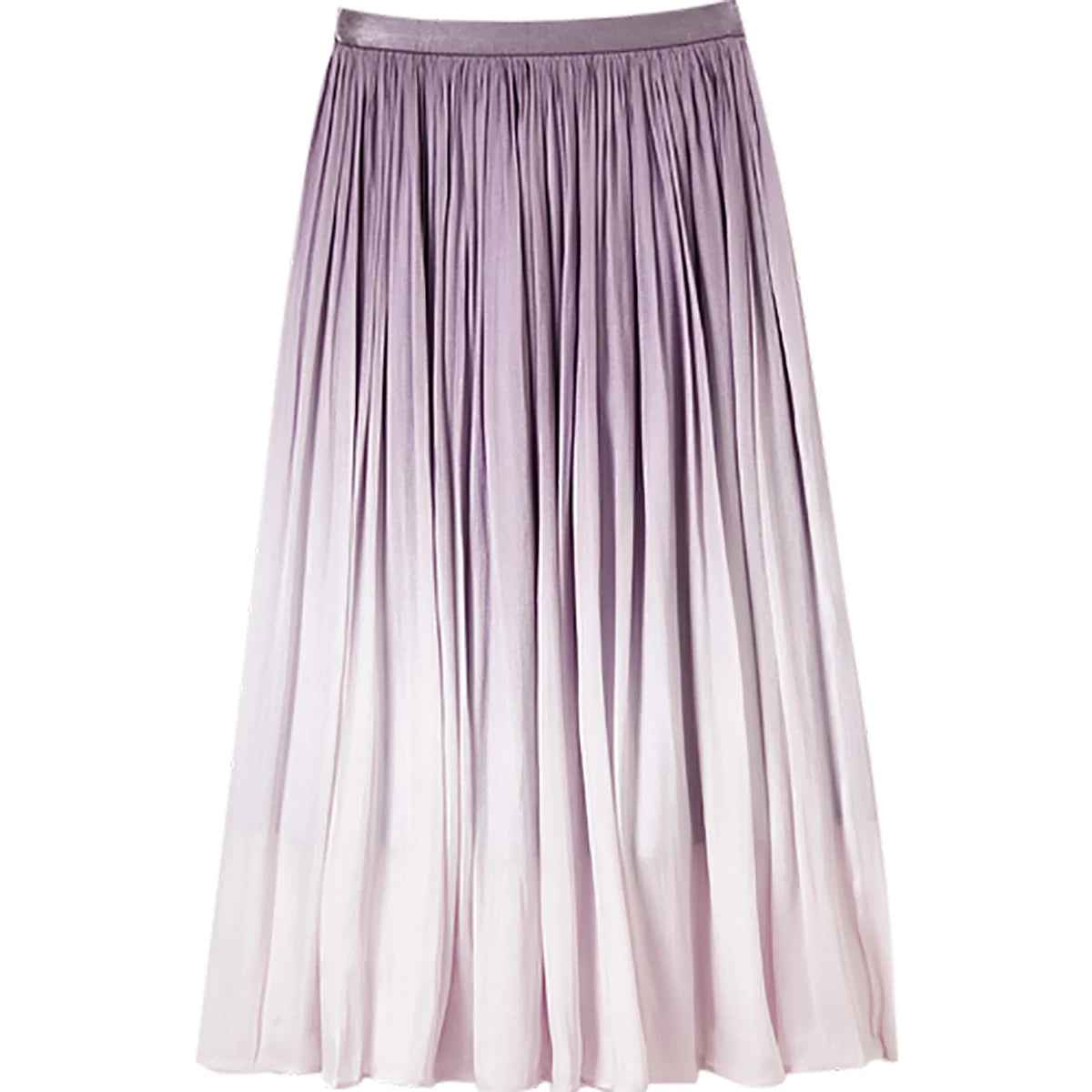 Damen Midi-Rock im Farbverlauf mit elastischem hohen Bund und Falten