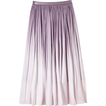 Damen Midi-Rock im Farbverlauf mit elastischem hohen Bund und Falten