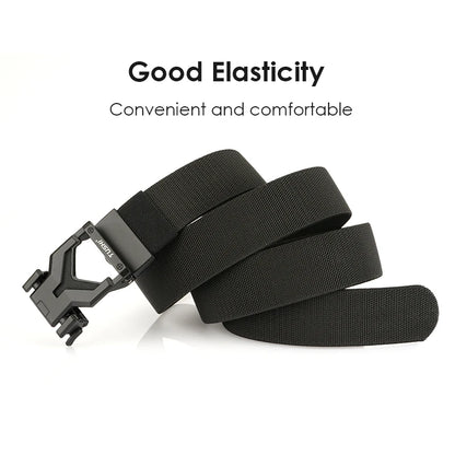 Herren-Gürtel Elastischer 3,8 Zentimeter Breite Gurtband Mit Metall-Schnalle Und Automatikverschluss
