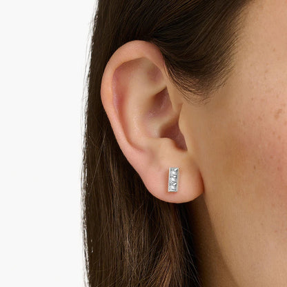Damen-Ohrstecker weißer Zirkonia geometrisch aus Sterlingsilber