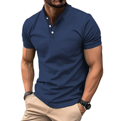 Herren-Polohemd mit doppeltem Stehkragen und kurzen Ärmeln – ideal für Sport im Herbst und Winter