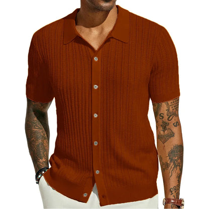 Herren Kurzarmshirt mit Dreiviertelärmeln im koreanischen Stil – elegantes, leichtes Sommer-Oberteil aus Eisseide