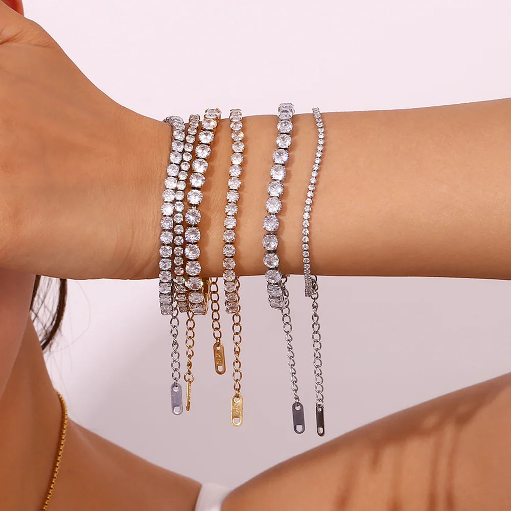 Damen-Tennisarmband mit Kristall-Strass aus Edelstahl