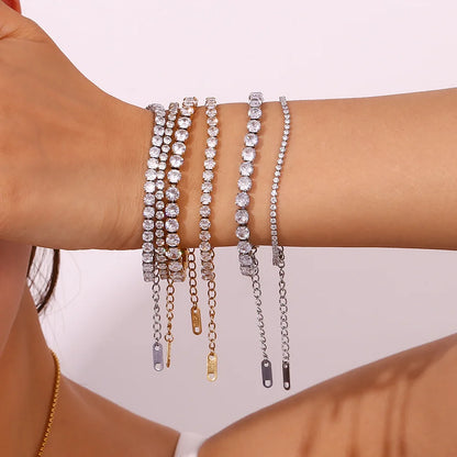 Damen-Tennisarmband mit Kristall-Strass aus Edelstahl