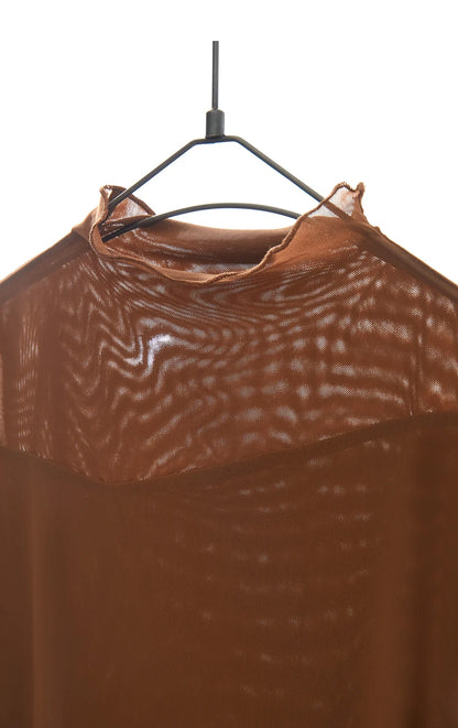 Damen Mesh-T-Shirt im minimalistischen Design mit halbhohem Ausschnitt