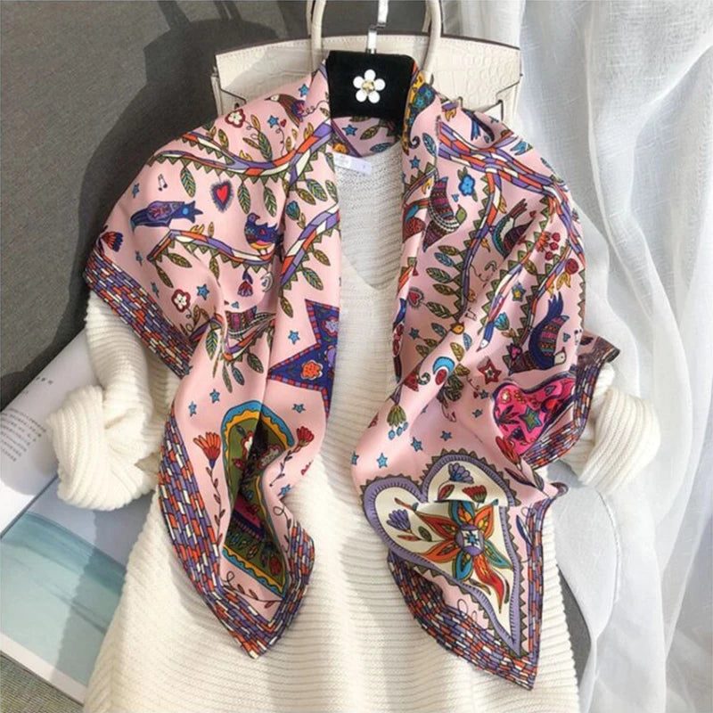 Damen Baumwollschal 90cm quadratisch Luxus Hijab Kopftuch Bandana Pashmina