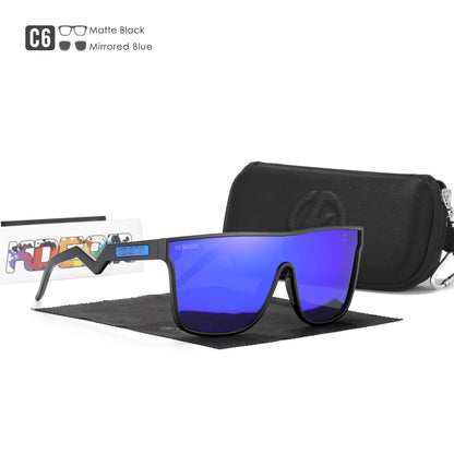 Sonnenbrille Einteiler übergroß polarisiert gebogene Gläser Herren
