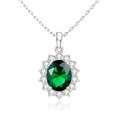 Damen-Halskette aus Sterlingsilber 925 mit ovalem Aquamarin-Anhänger, 5 Karat, Luxuriöses Valentinstagsgeschenk