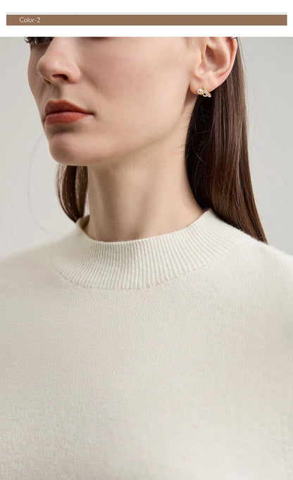 Damen-Rollkragenpullover Wolle-Kaschmir locker Herbst