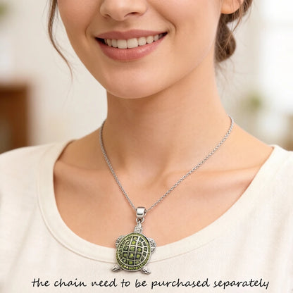 Damen-Charm-Anhänger Schildkröte groß grün II aus Sterlingsilber