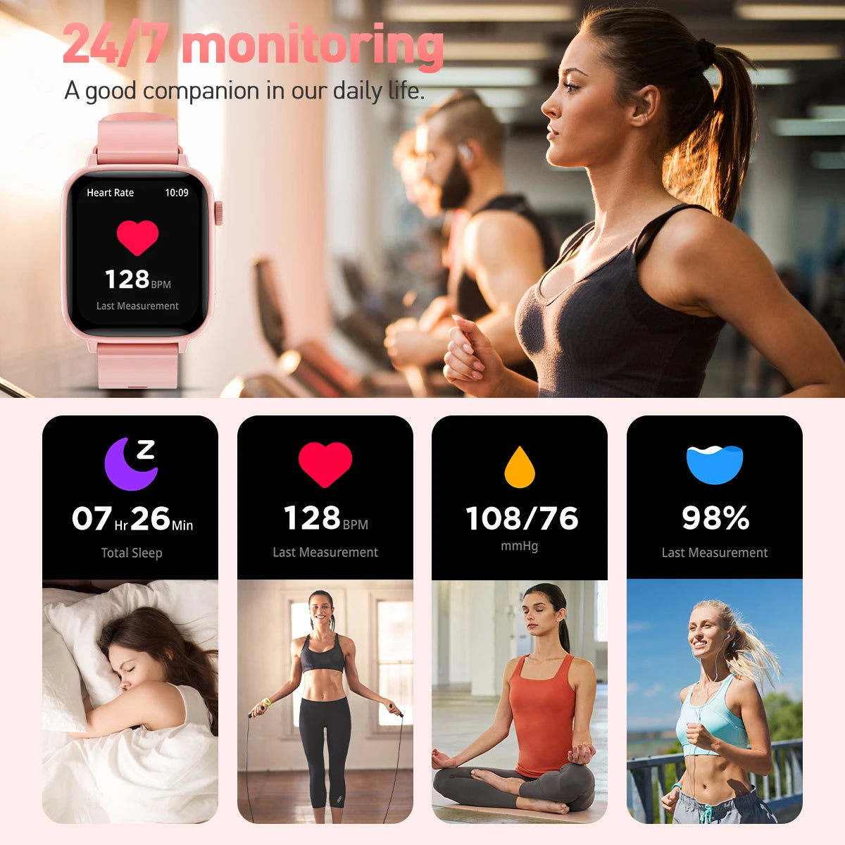 LIGE 2024 Männer Frauen Smart Uhr 1,83 Zoll Bluetooth Sprachanrufe Armband Informationen Warnungen Fitness Smartwatch Für IOS Android