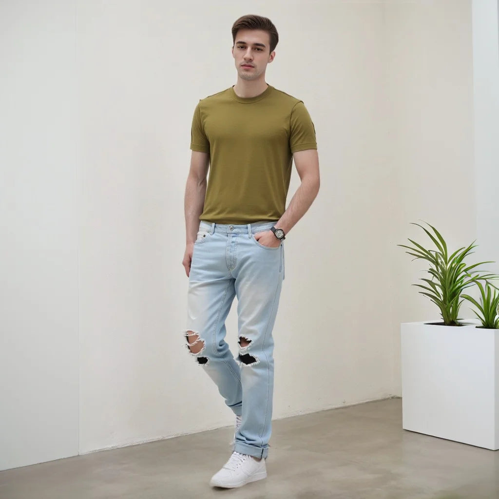 Herren Kurzarm Tshirt Aus Reiner Baumwolle Lässiger Schnitt