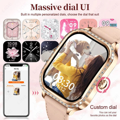 LIGE Smart Uhren Für Frauen Bluetooth Anruf Fitness Tracker frauen Wasserdichte Digital Uhr Herzfrequenz Smartwatch Reloj Mujer