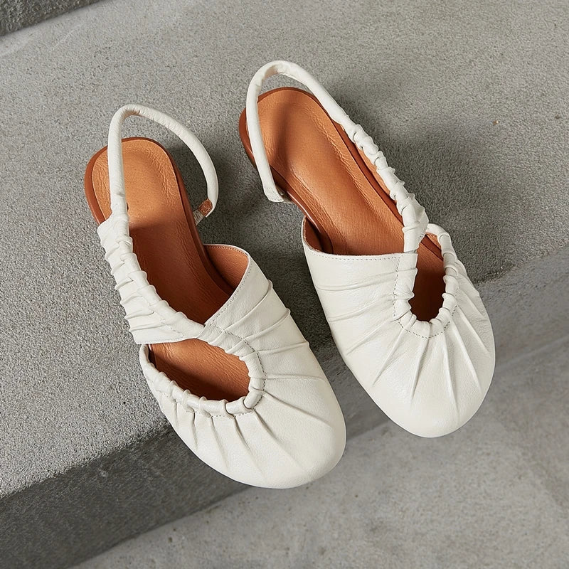 AIYUQI 2025, neue stil geschlossene zehen frauen sandalen Plissee nicht-slip Römischen sandalen für frauen Große größe sommer strand weibliche schuhe