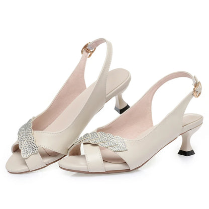 Damen Leder Sandalen Fischmaul Mode
