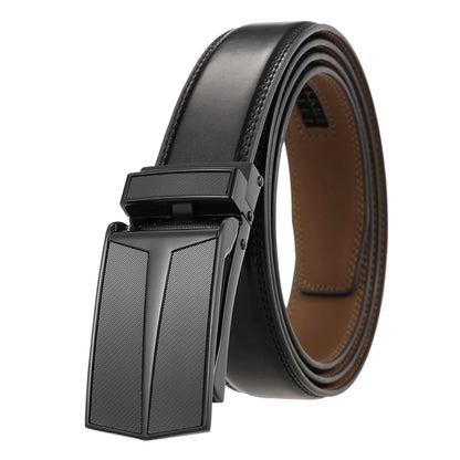 Herren-Gürtel Aus Echtem Leder Mit Automatischer Schnalle Braun 130 cm Länge 3,0 cm Breite