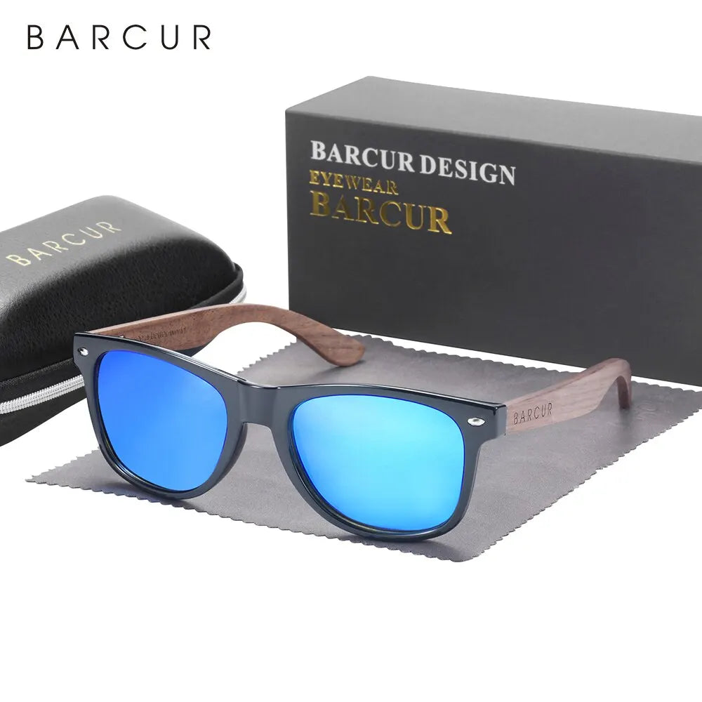 Sonnenbrille Naturholz Walnuss schwarz polarisiert UV400 Herren B