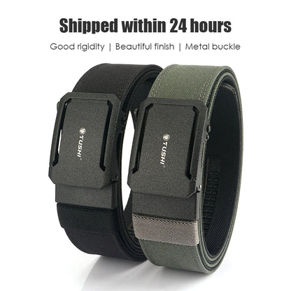 Herren-Taktischer Gürtel aus Nylon mit Automatischer Schnalle, 4,3 cm Breit, 120 cm Länge