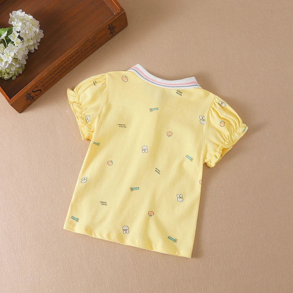 Baby Mädchen Sommer Hemd 2023 Neue Kinder Baumwolle Kurzarm Kleidung Kinder Polo T-shirt Baby Drehen-unten Kragen kleidung
