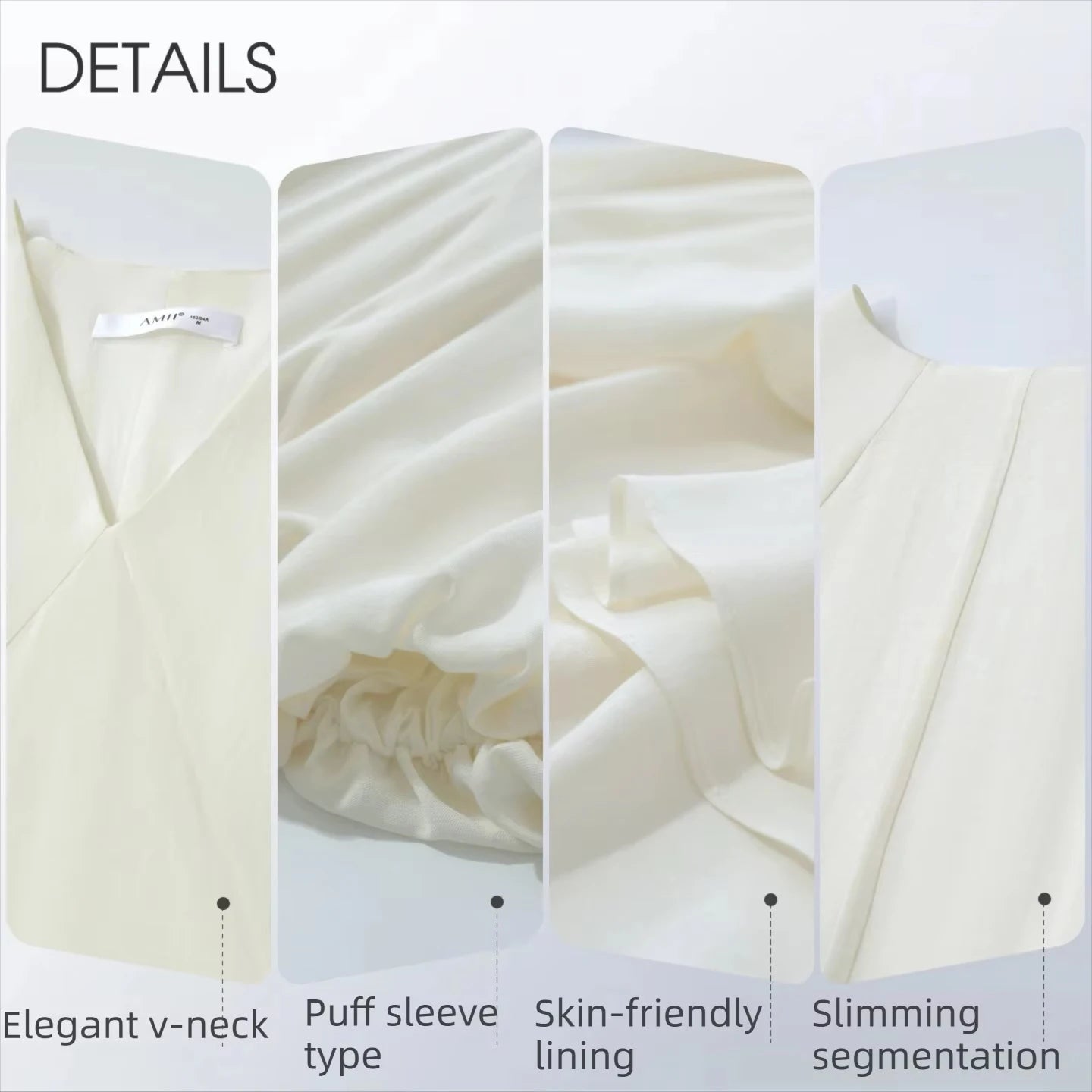 Elegantes Damenmaxikleid Mit V-Ausschnitt Puffärmel Urlaub