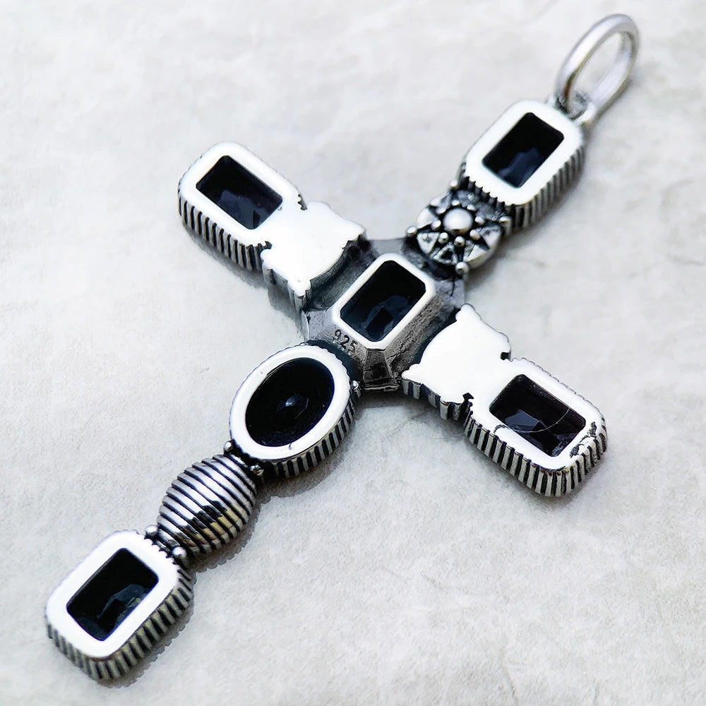 Damen-Charm-Anhänger Kreuz und Krone majestätisch II aus Sterlingsilber