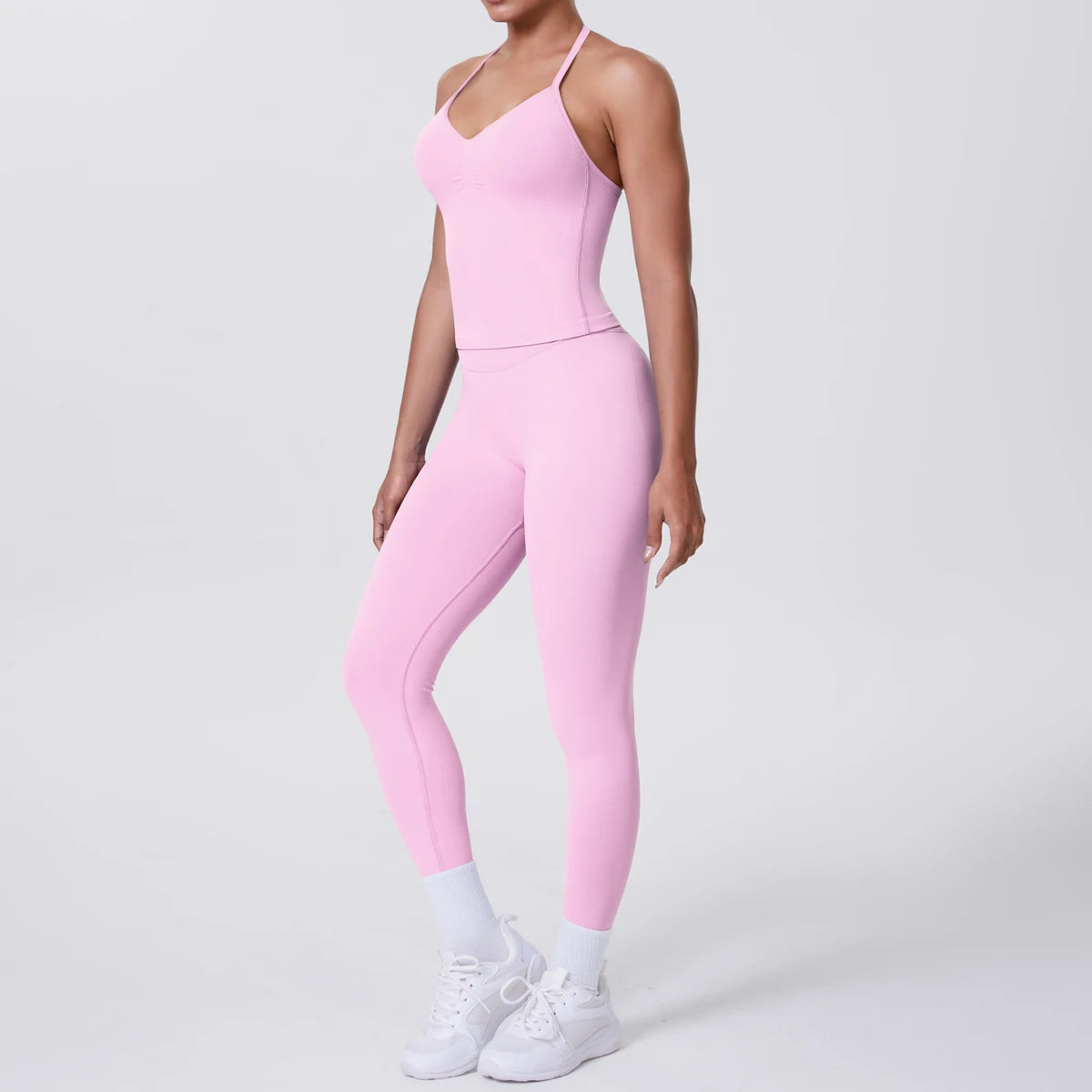 Yoga-Set mit ärmelloser Weste und Leggings, hellrosa