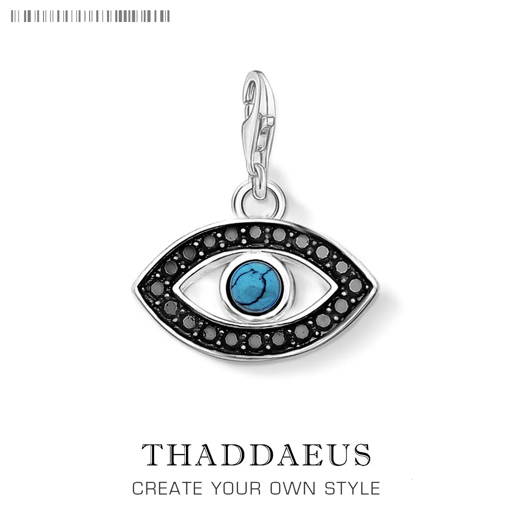 Damen-Charm-Anhänger Türkis Nazar Auge Vintage Glück aus Sterlingsilber