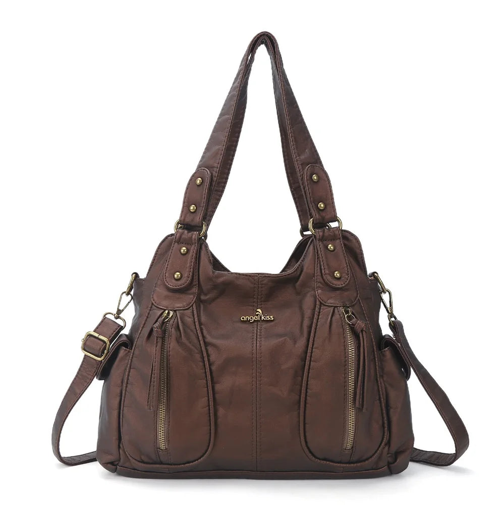 Damen-Schultertasche Aus Kunstleder Mit Leopardenmuster Und Große Kapazität Für Alltag