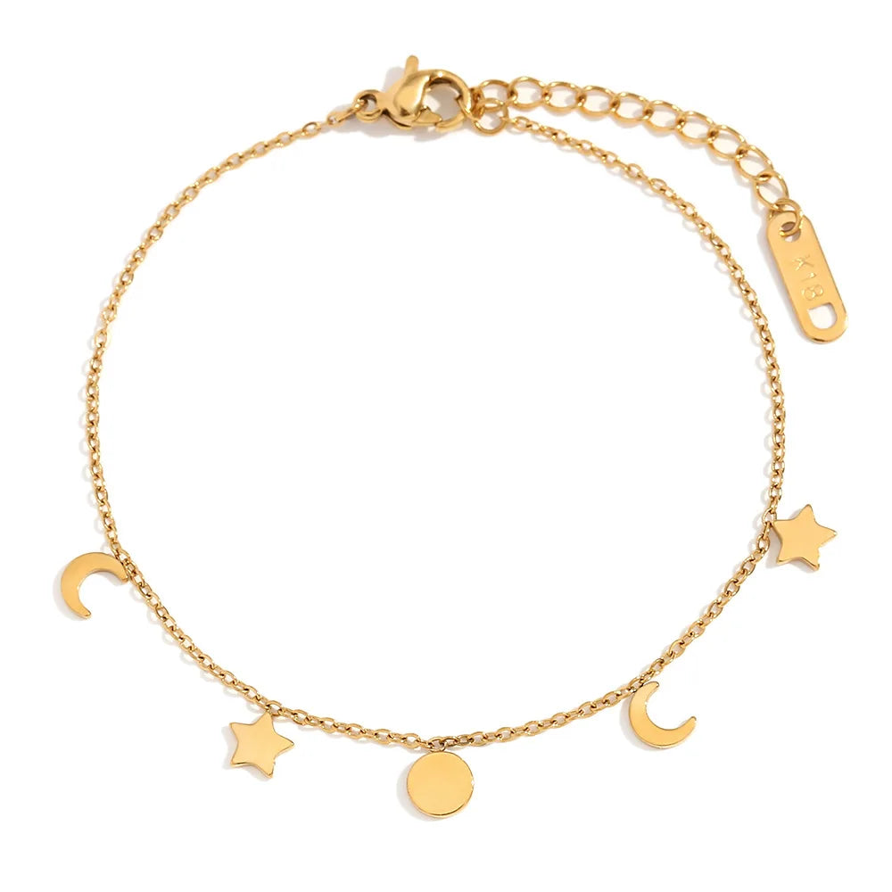 Damen-Armband mit Mond und Stern aus Edelstahl