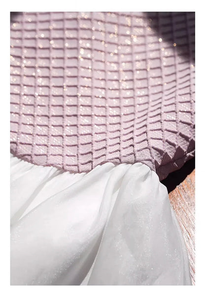 Beiges Prinzessinnen-Kleid für Mädchen mit kurzen Ärmeln – ideal für Hochzeiten und Geburtstage, Größe 110-170 cm