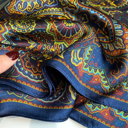 Damen Seidenschal Blumenprint quadratisch Halstuch Hijab Bandana Frühling