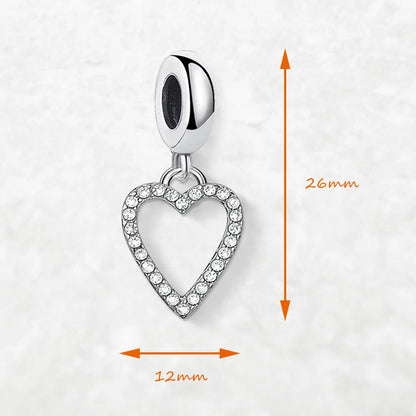 Herz-Charms mit Zirkonbesatz, ca. 26 mm Höhe und 12 mm Breite