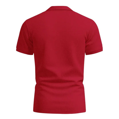 Langärmeliges Herren-Poloshirt mit Waffelstruktur und Knopfleiste – ideal für Freizeit und Urlaub