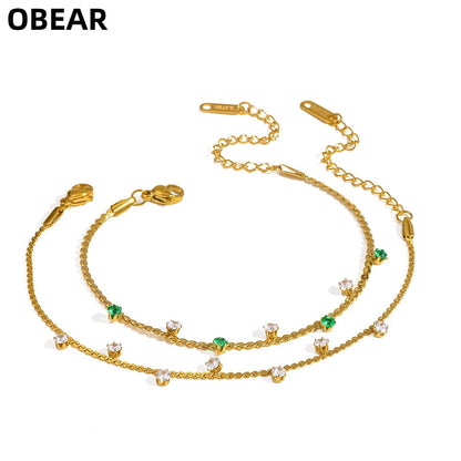 Damen-Armband CZ-Station aus Edelstahl