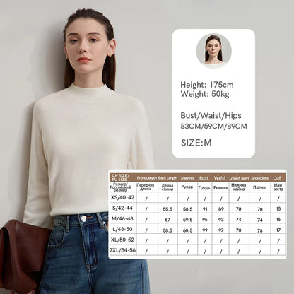 Wollpullover für Damen in Creme, Rundhalsausschnitt, lange Ärmel