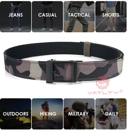 VATLTY New Hard Tactical Belt for Men Metal Automatic Buckle IPSC Gun Belt 1100D Nylon Military Belt Outdoor Sports Girdle Male