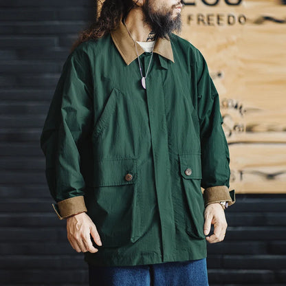 Herren Retro Safari Jacke mit mehreren Taschen im klassischen Stil