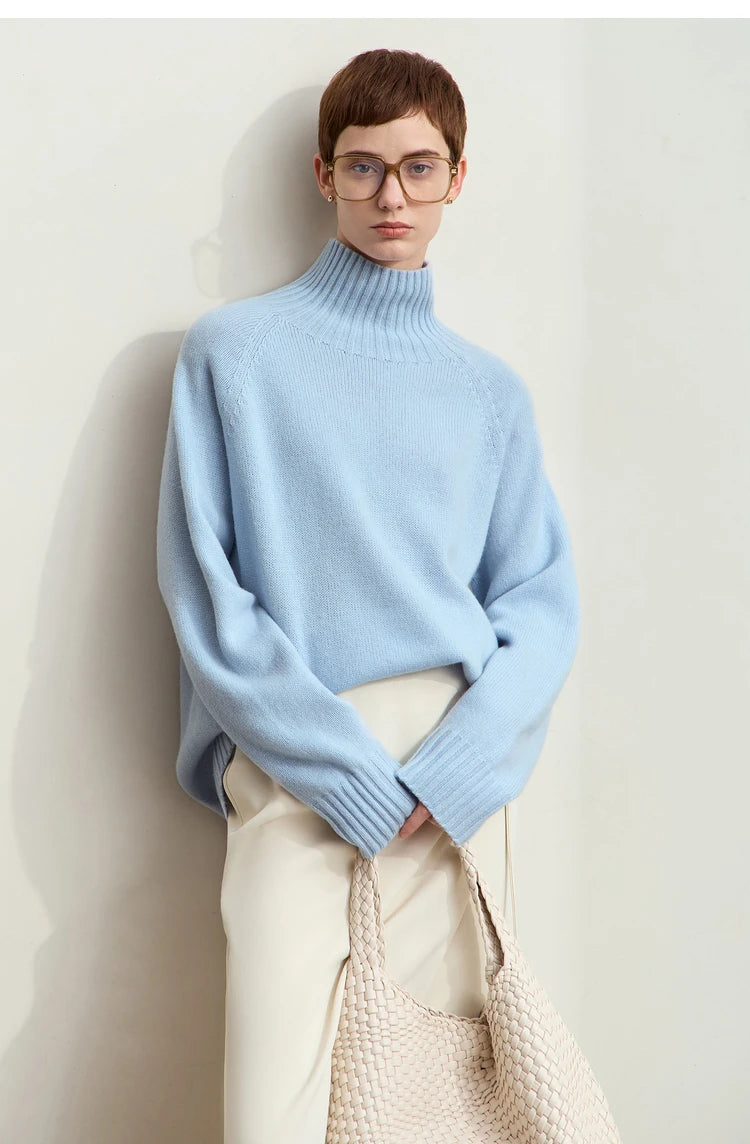 Damen-Rollkragenpullover 100 % Wolle nahtlos antibakteriell Winter