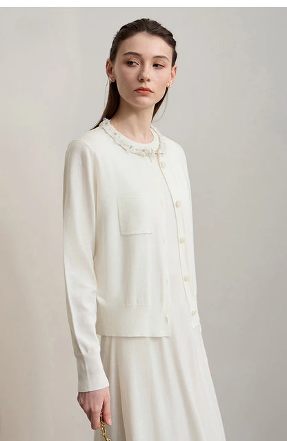 Damen-Strickjacke ärmellos lang Rundhals einfarbig elegant Herbst