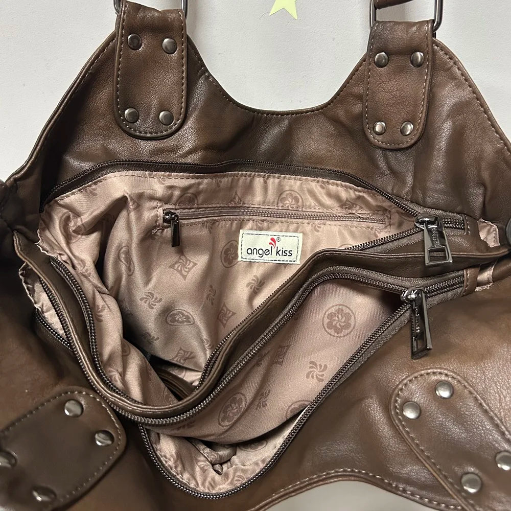 Damen-Schultertasche Großes Fassungsvermögen Mit Reißverschluss Und Mehreren Innenfächern