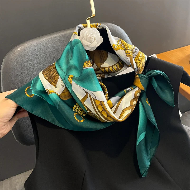 Damen Seidenschal quadratisch 70cm Halstuch Bandana Hijab Pashmina E