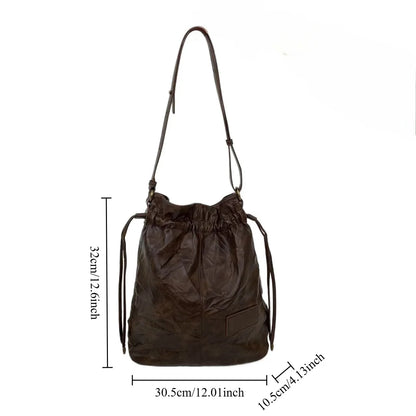 Damen-Top-Handle-Tasche Großes Fassungsvermögen mit Kordelverschluss Innenfächern für Handy Geldbörse
