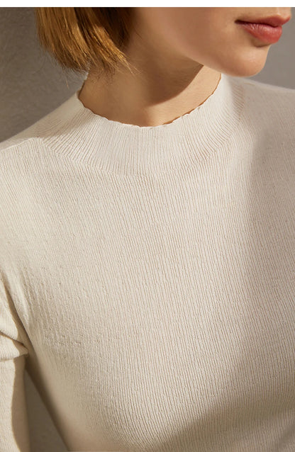 Damen-Halbrollkragen-Pullover Slim Halbarm Viskose Herbst-Winter
