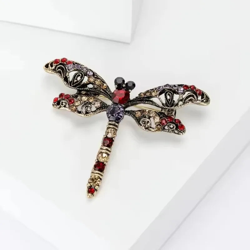 Brosche Libelle Vintage Insekt Kristall Groß Hochzeit Schmuck Damen